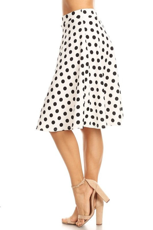 Polka dot print, knee length skirt (2 Colors)