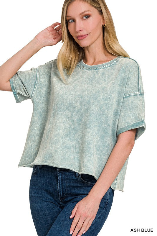French Terry Avid Wash Raw Edge Crop Top