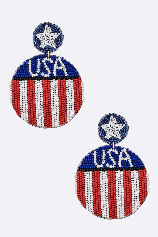 USA Flag Beaded Iconic Earrings