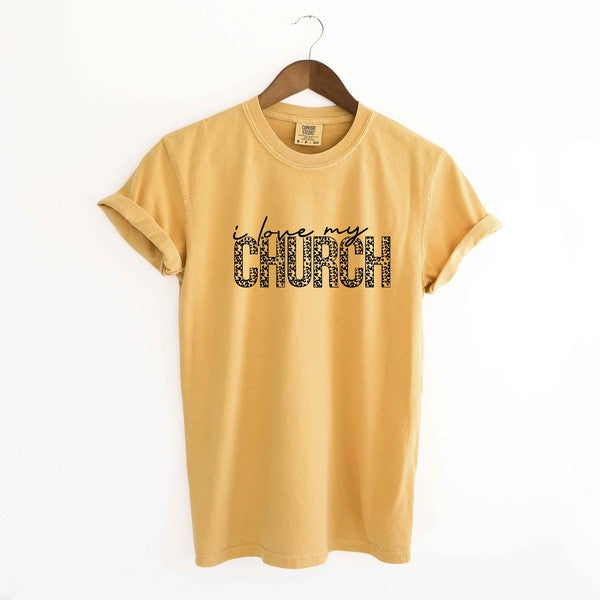 I Love My Church Leopard Garment Dyed Tee (4 Colors)