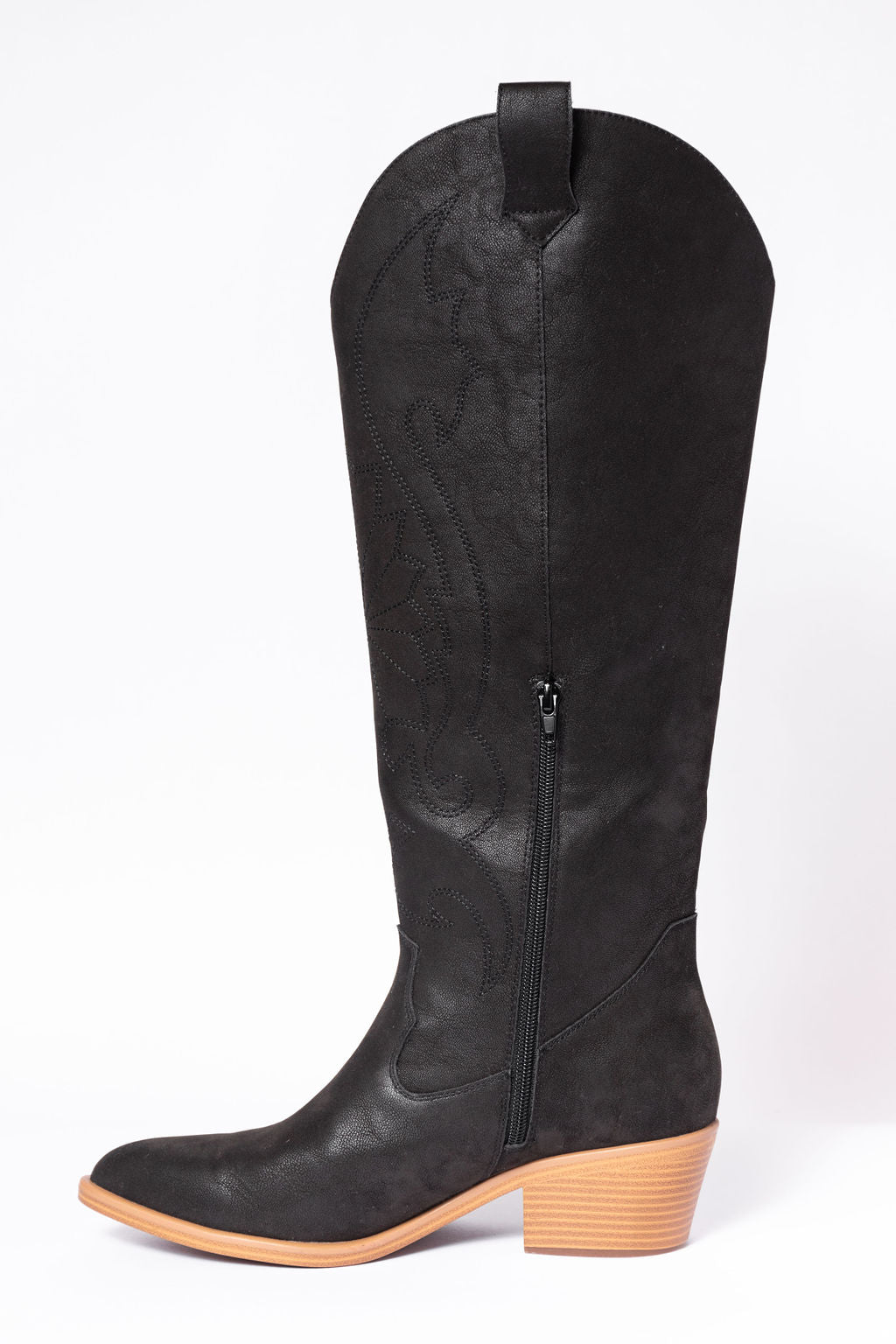 Shania Black Tall Cowboy Boots