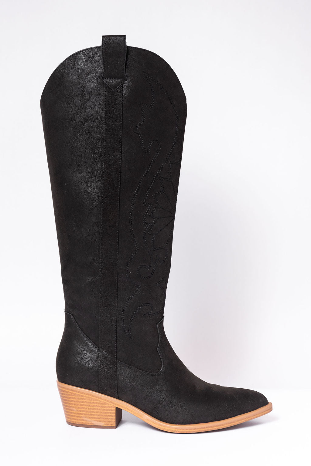 Shania Black Tall Cowboy Boots
