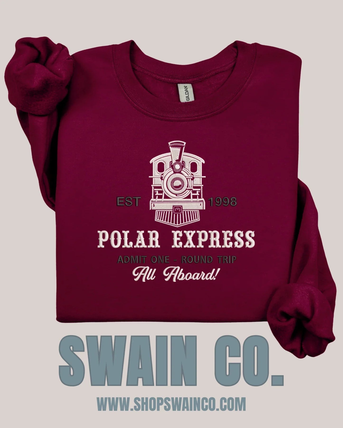 Christmas Train Embroidered Crewneck Sweatshirt