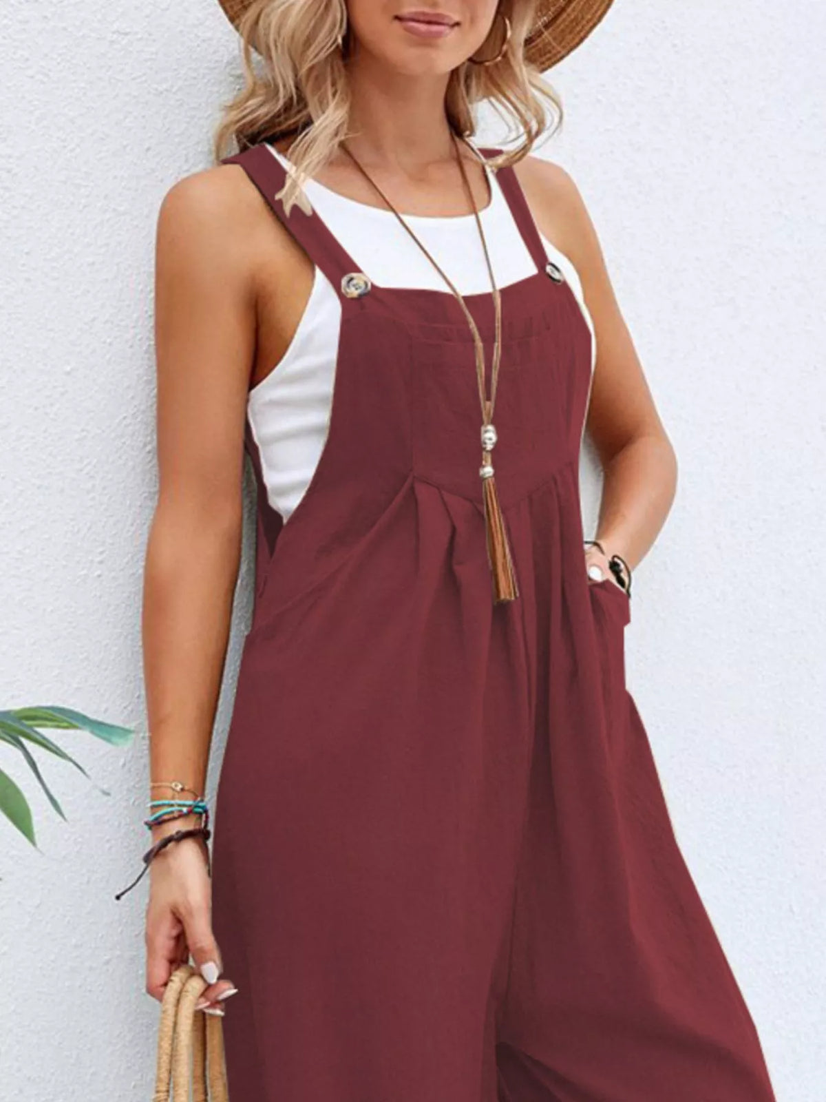 Wide-Leg Overalls with Pockets (7 colors)