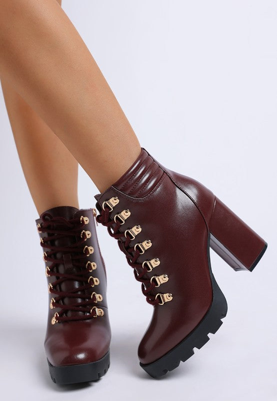 Hamiltons Lace Up Block Heel Boots