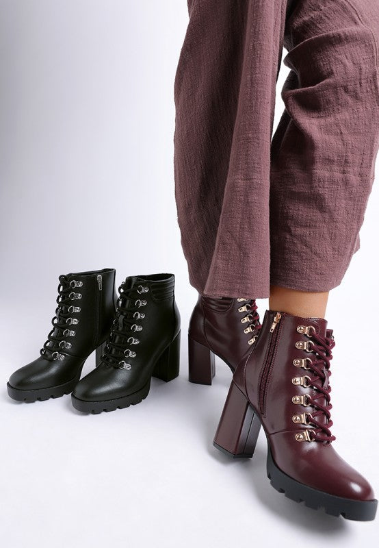 Hamiltons Lace Up Block Heel Boots