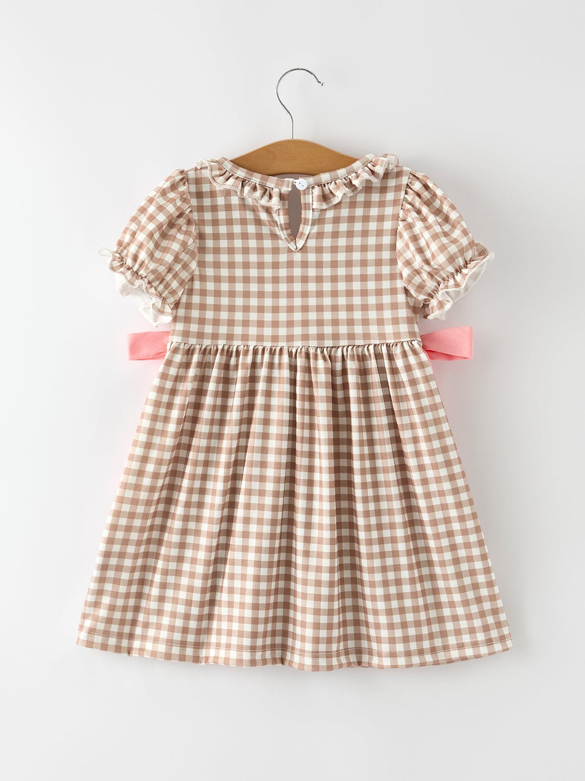 Christmas Vintage-Style Plaid Dress with Embroidered Gingerbread and Bows