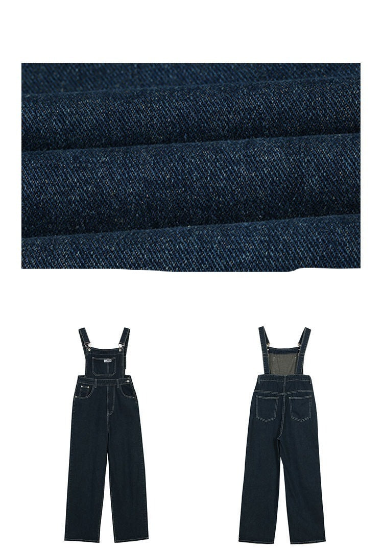 Denim High Waist Wide Leg Overalls Trousers (2 Colors)