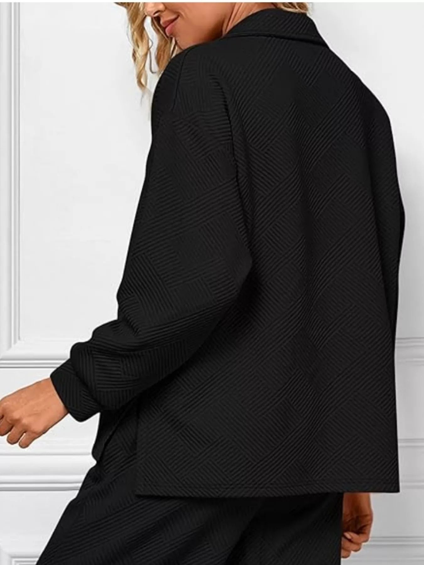 Side Slit Textured Top and Drawstring Pants Set (8 Colors)