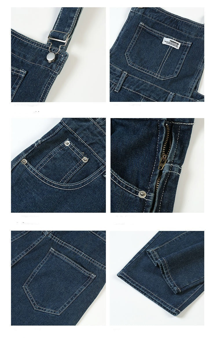 Denim High Waist Wide Leg Overalls Trousers (2 Colors)
