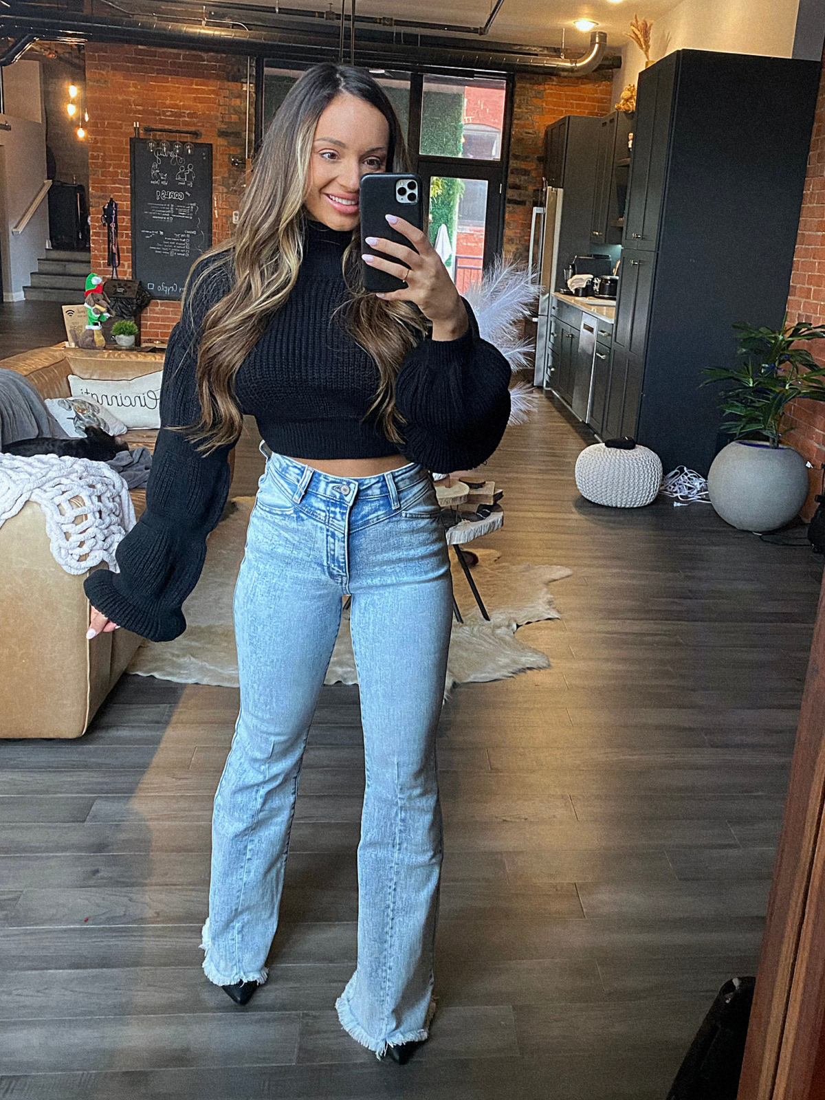 Keep Up Flare Stretchy Acid/Dark Wash Jeans