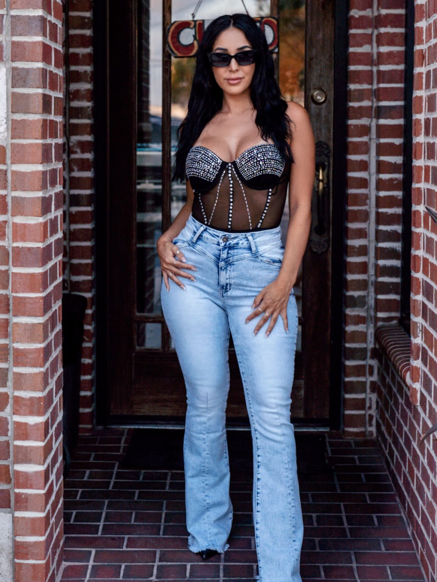 Keep Up Flare Stretchy Acid/Dark Wash Jeans