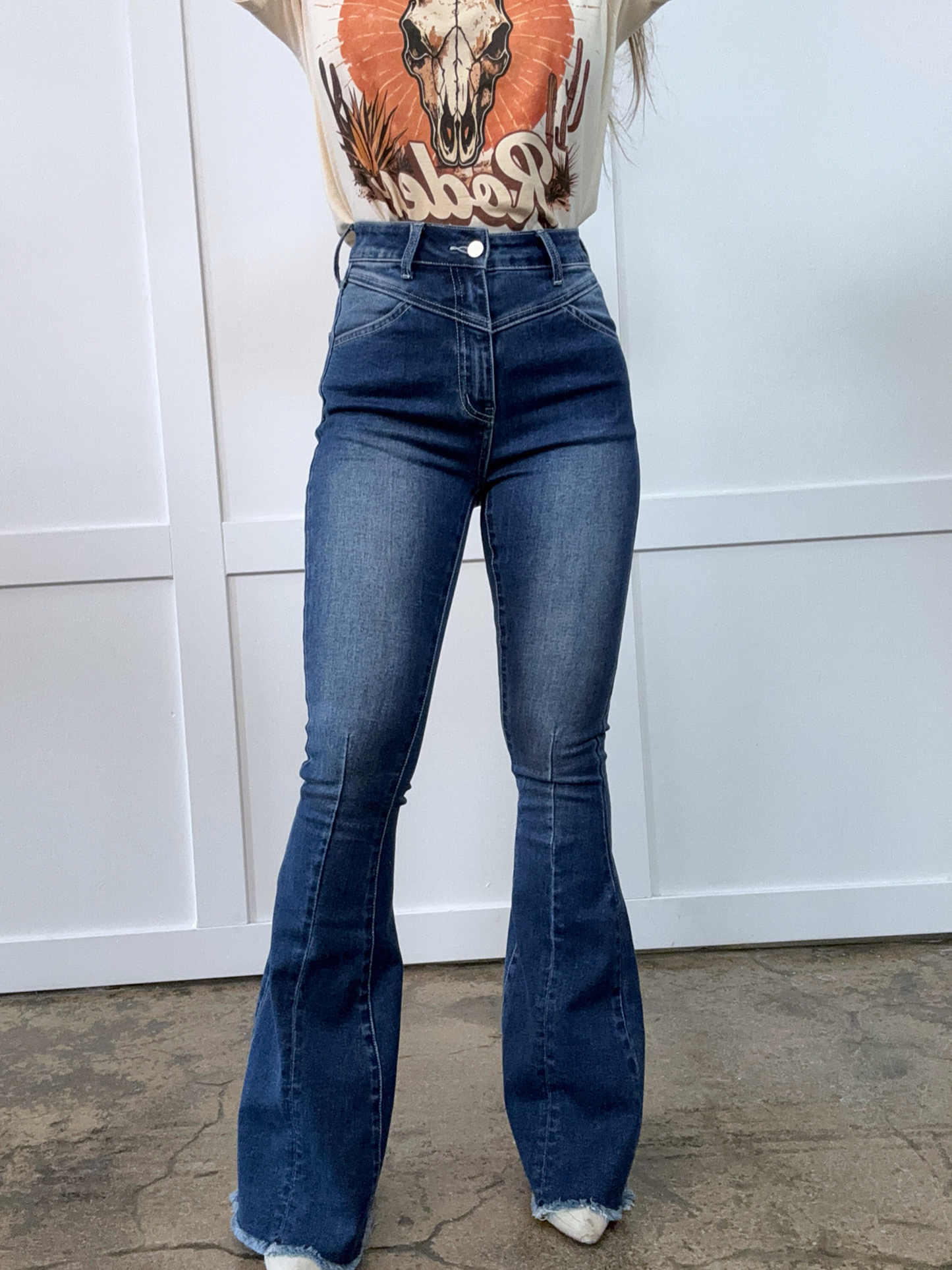 Keep Up Flare Stretchy Acid/Dark Wash Jeans