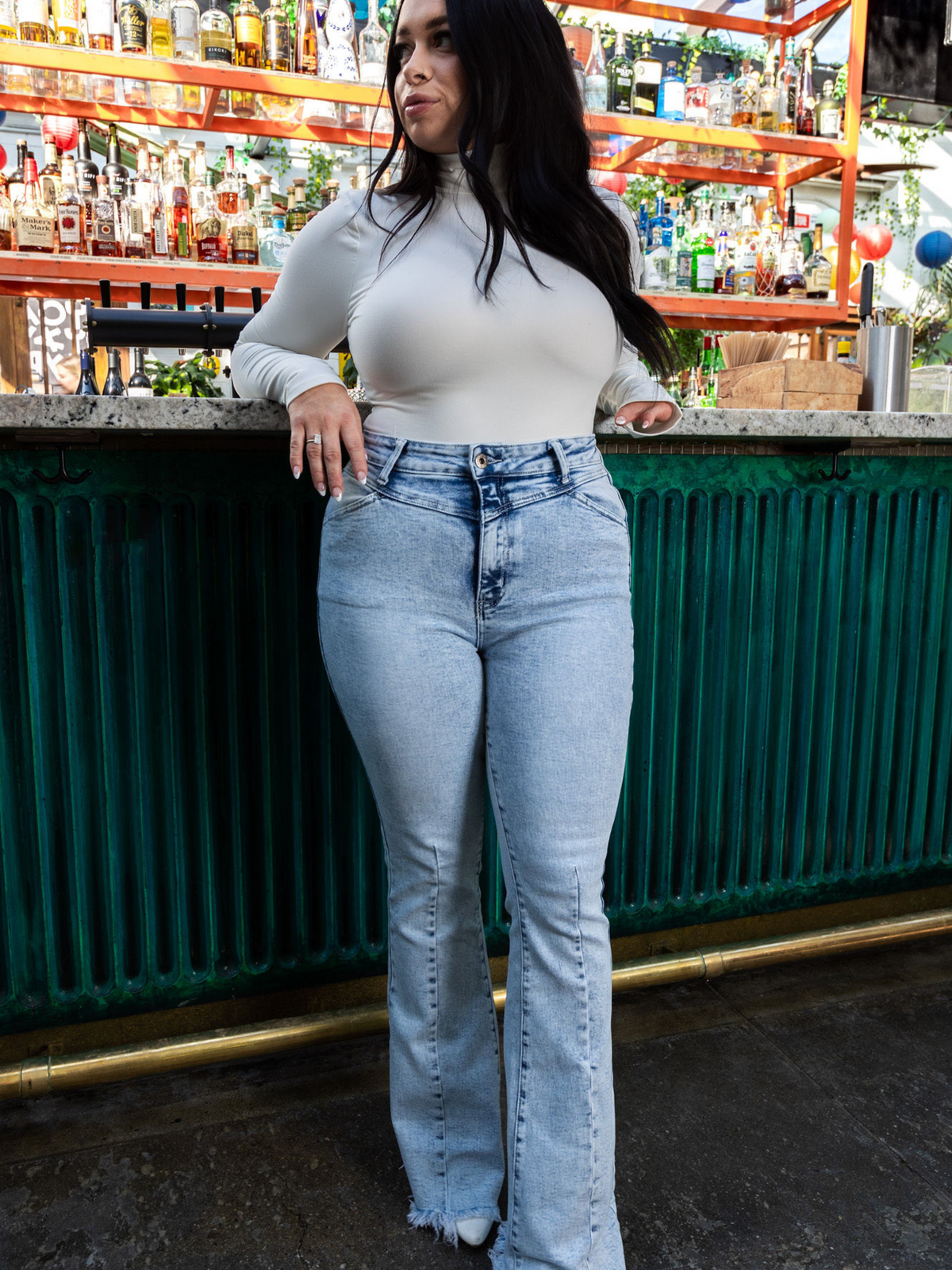 Keep Up Flare Stretchy Acid/Dark Wash Jeans