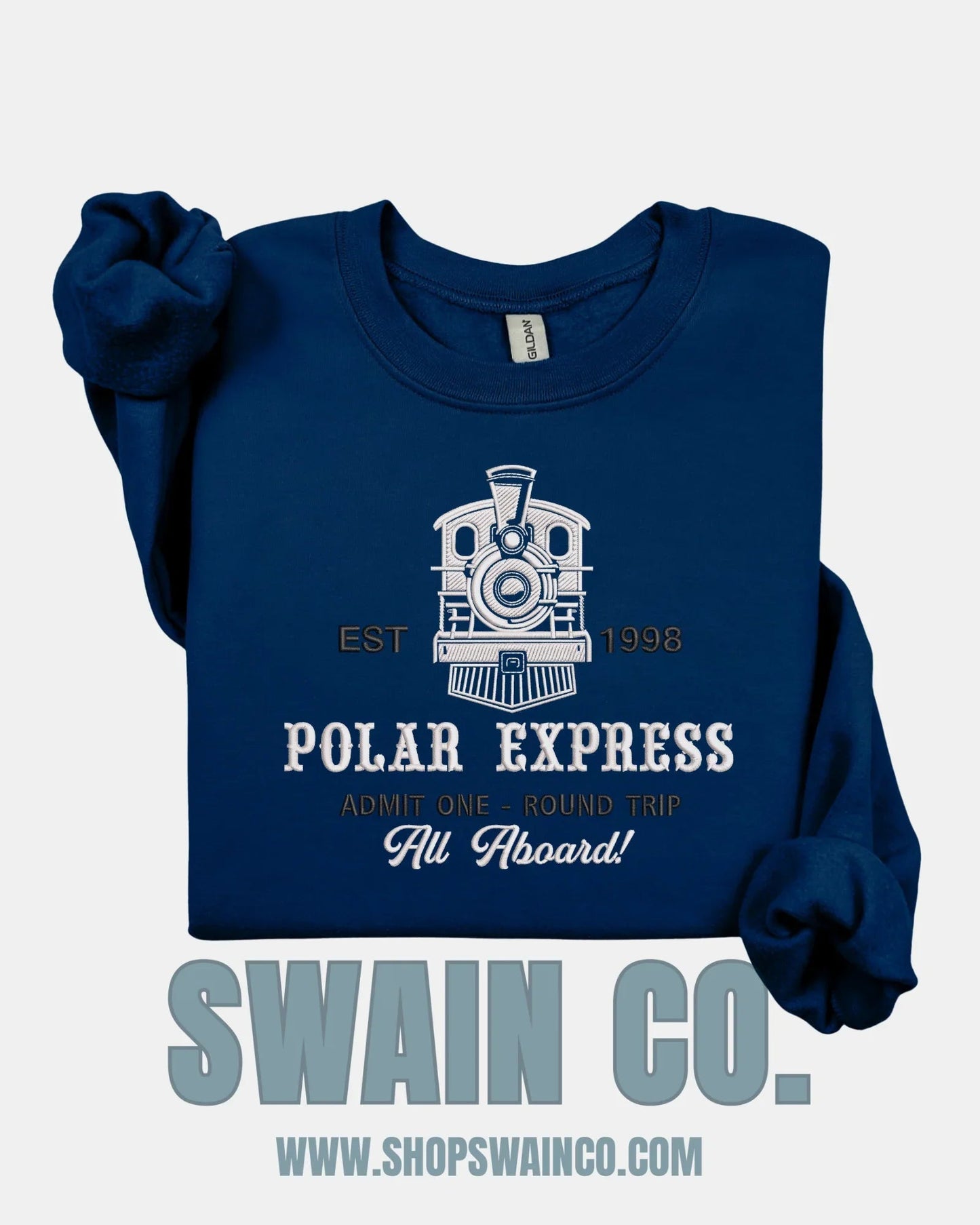 Christmas Train Embroidered Crewneck Sweatshirt