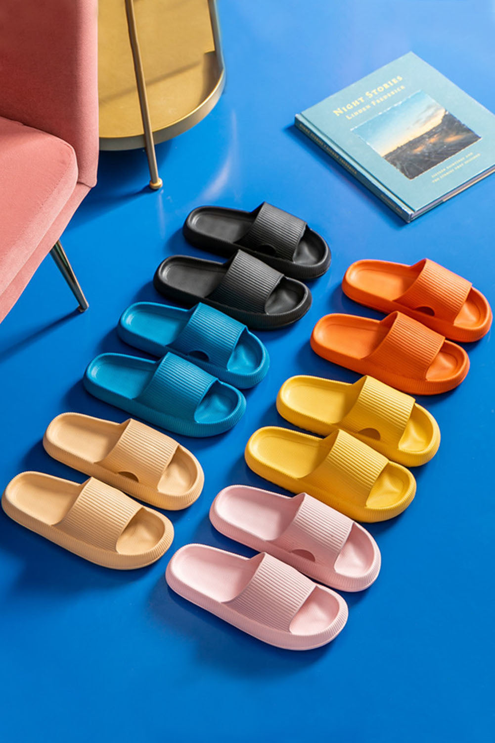 Hollow-out Thick Soled Slip On Slippers (10 Colors)