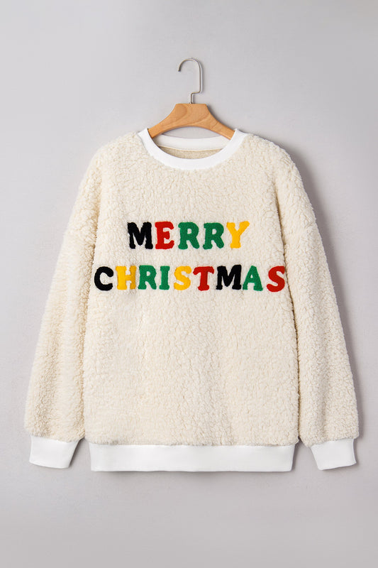 Ensley Christmas Embroidered Sherpa Pullover