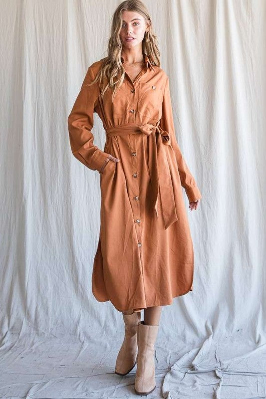 Button Down Shirt Long Dress PLUS
