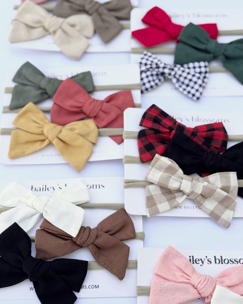 3-piece Linen Cotton Nylon Headband Set - Rose Pink, White, Light Pink