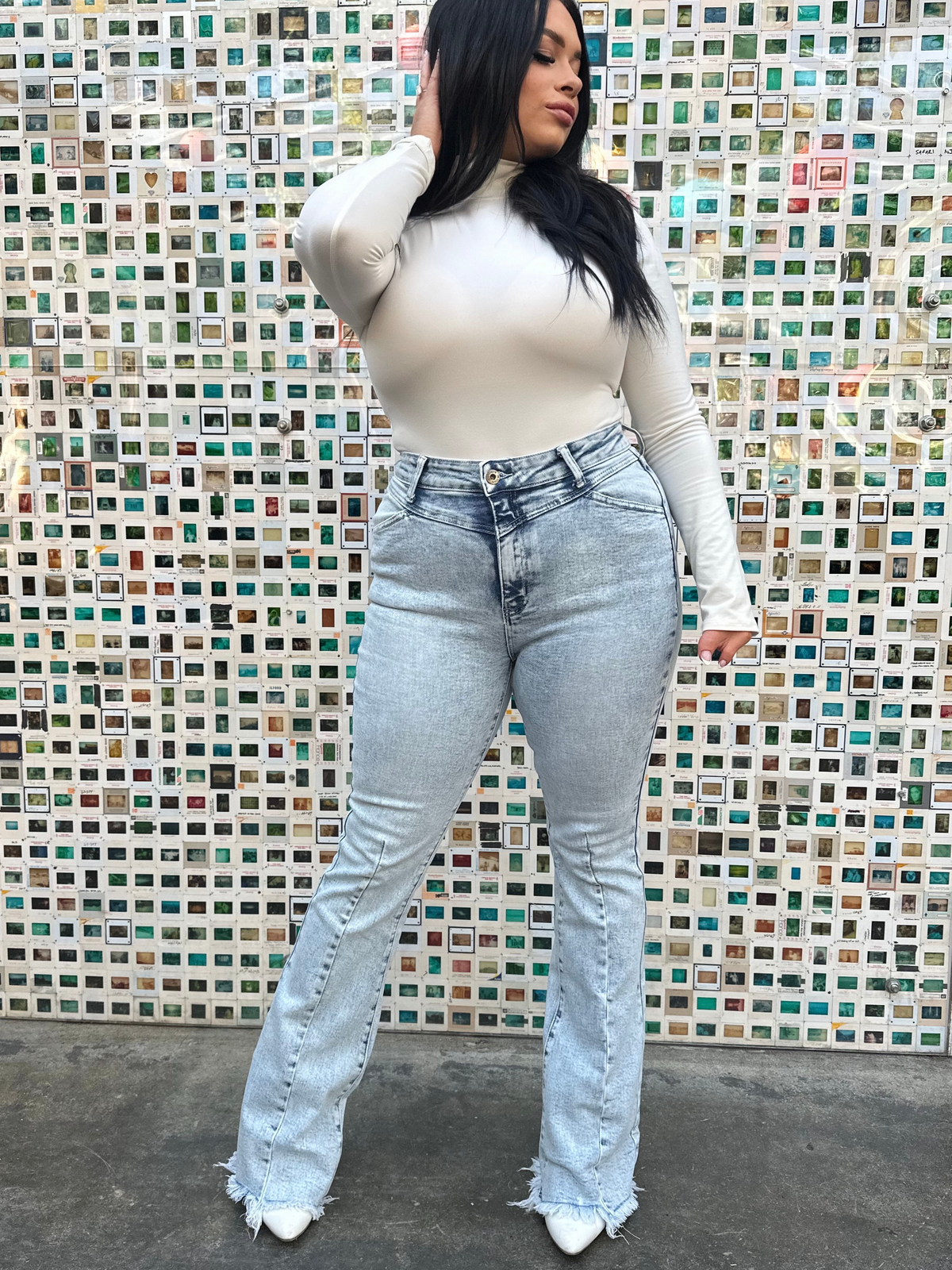 Keep Up Flare Stretchy Acid/Dark Wash Jeans
