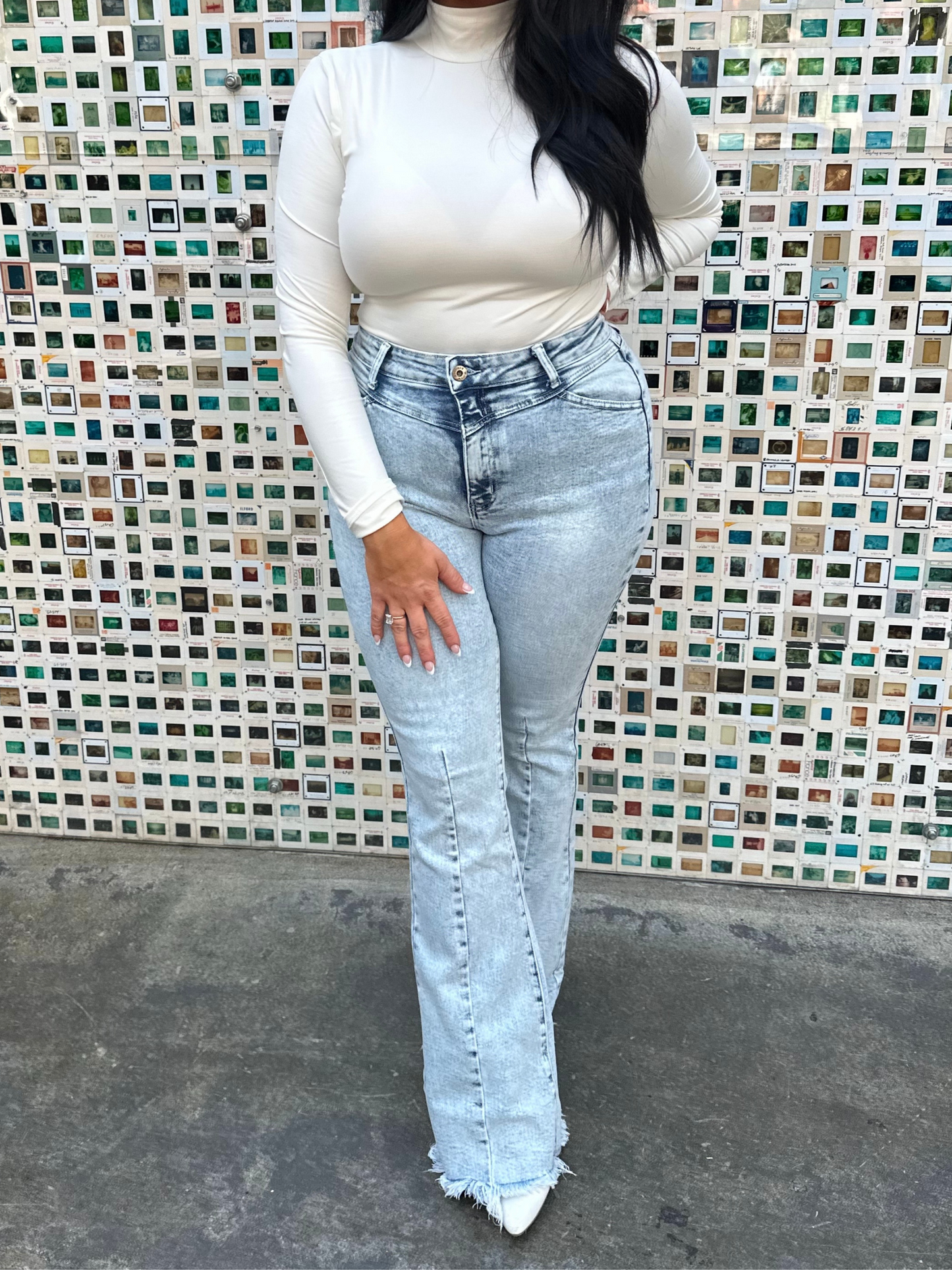 Keep Up Flare Stretchy Acid/Dark Wash Jeans