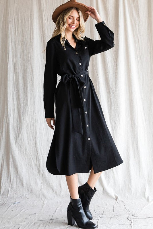 Button Down Shirt Long Dress PLUS