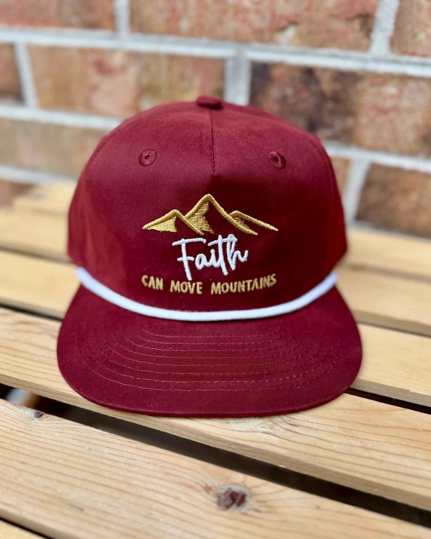 Faith Can Move Mountains Embroidered Rope Hat | Christian Rope Hat | Bible Verse Hat | Faith Hat