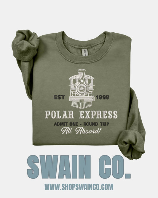 Christmas Train Embroidered Crewneck Sweatshirt