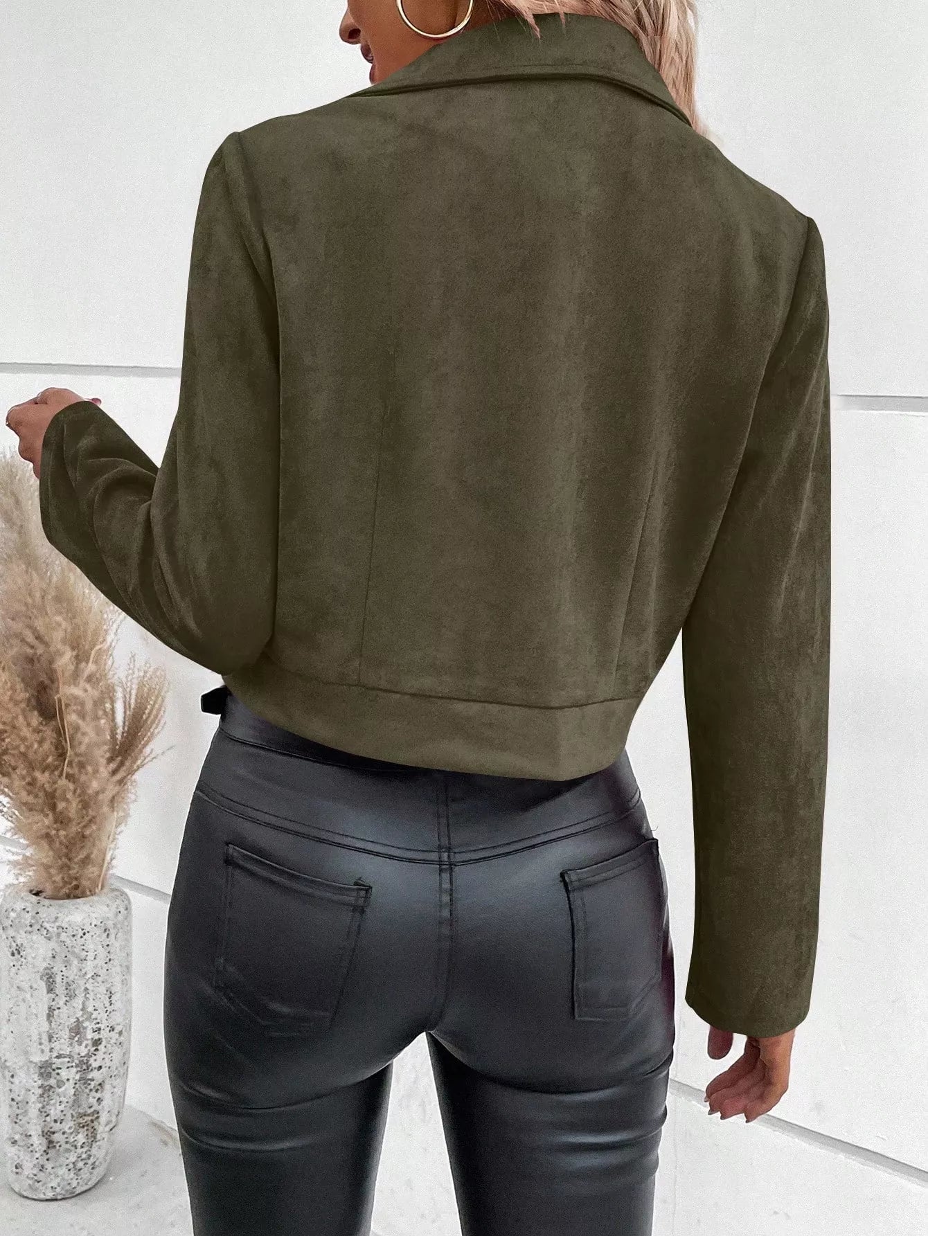 Suede Moto Jacket with Zip Detail (6 Colors)