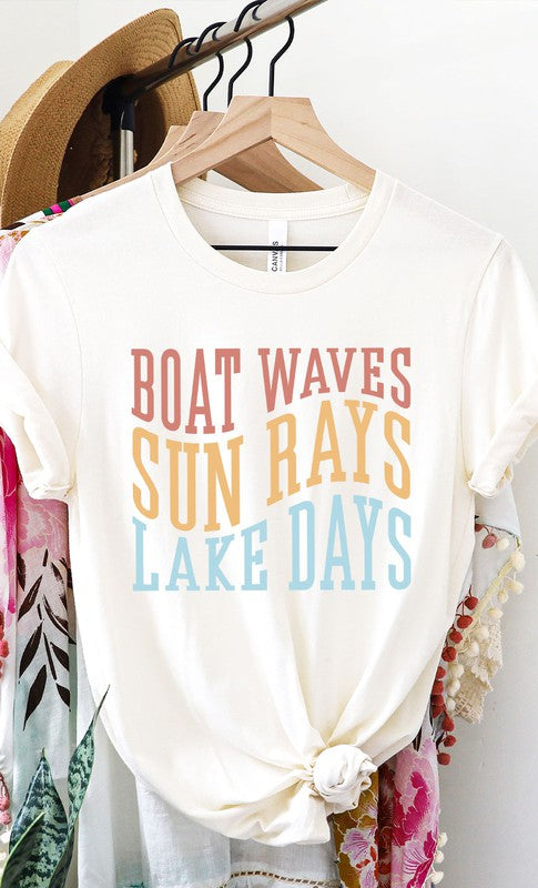 Boat Waves Sun Rays and Lake Days Graphic Tee (6 Colors)