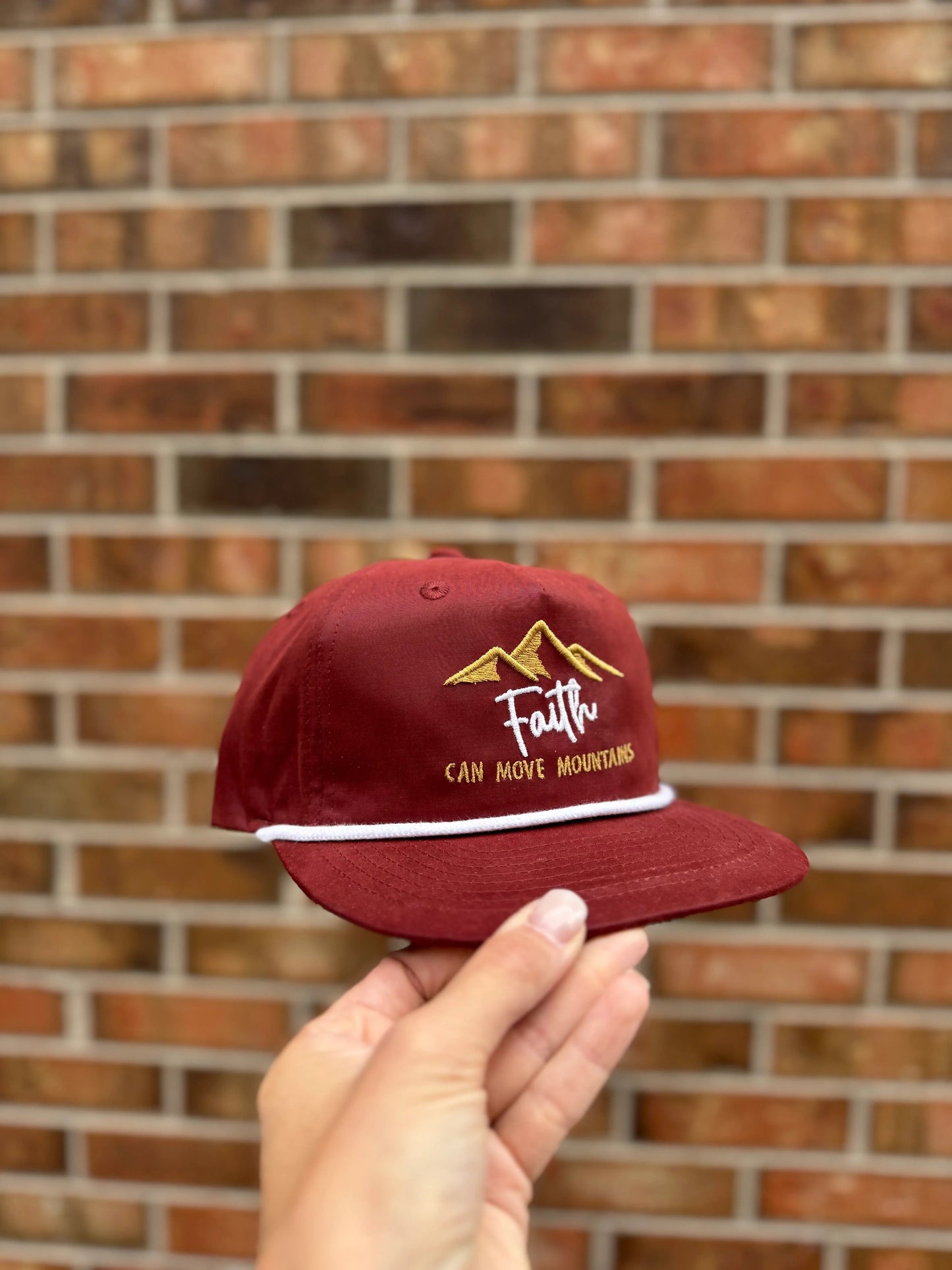 Faith Can Move Mountains Embroidered Rope Hat | Christian Rope Hat | Bible Verse Hat | Faith Hat