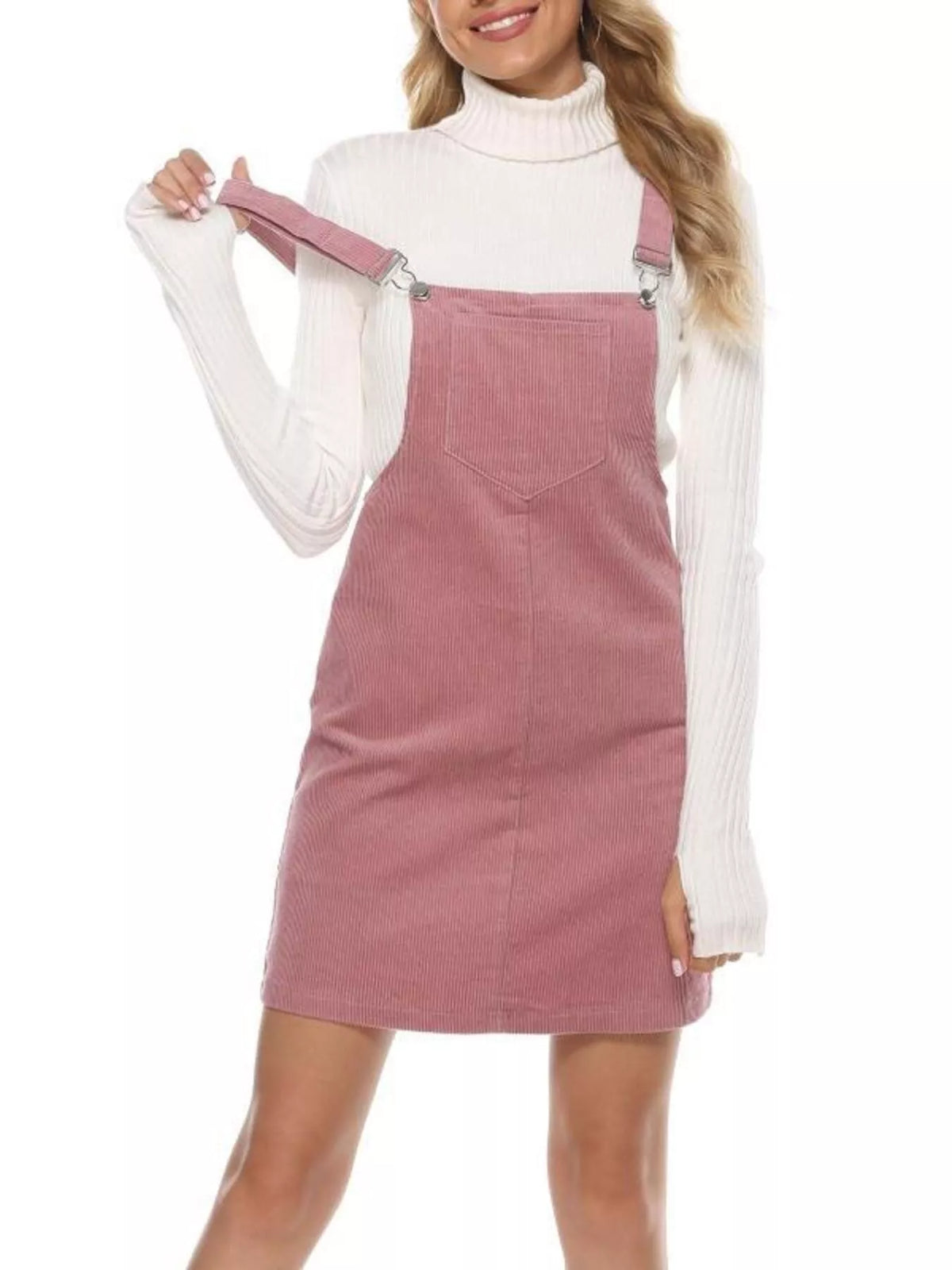 Corduroy Wide Strap Overall Dress (5 Colors)