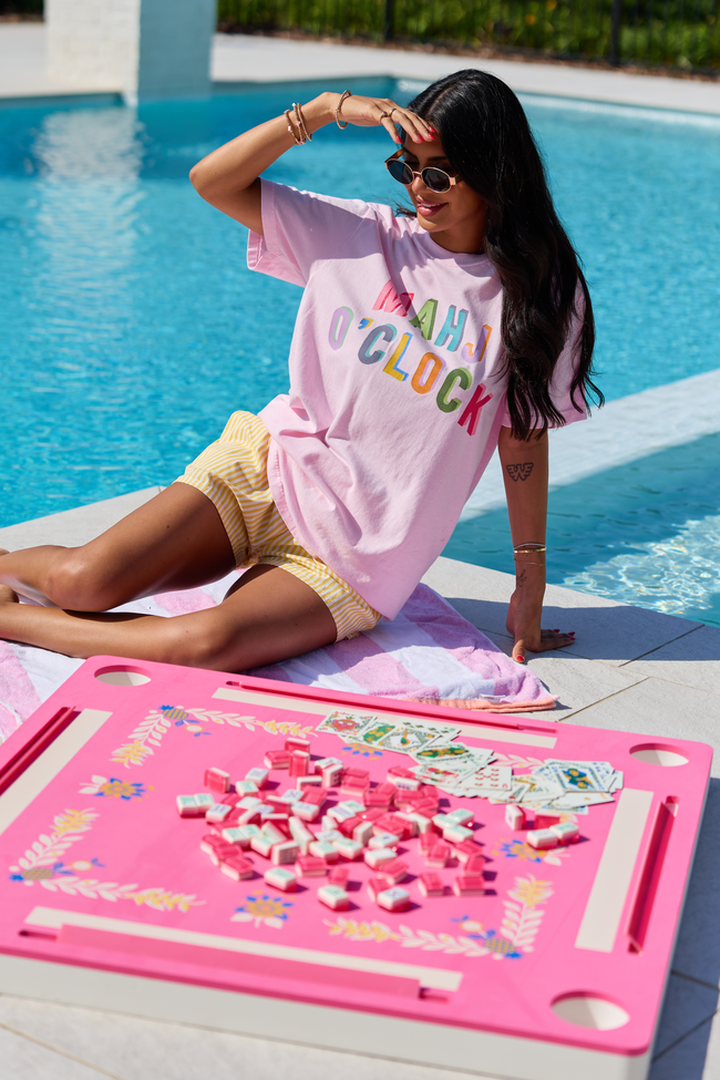 Mahj O'Clock Light Pink Graphic Tee