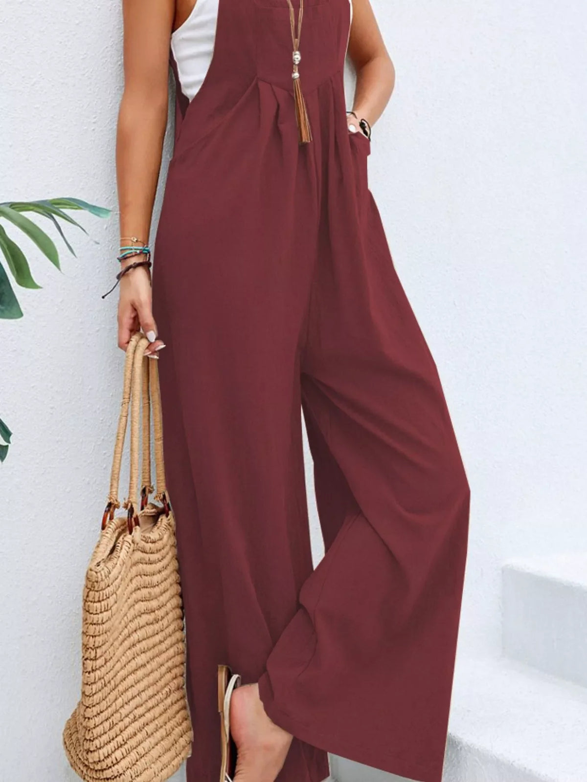 Wide-Leg Overalls with Pockets (7 colors)