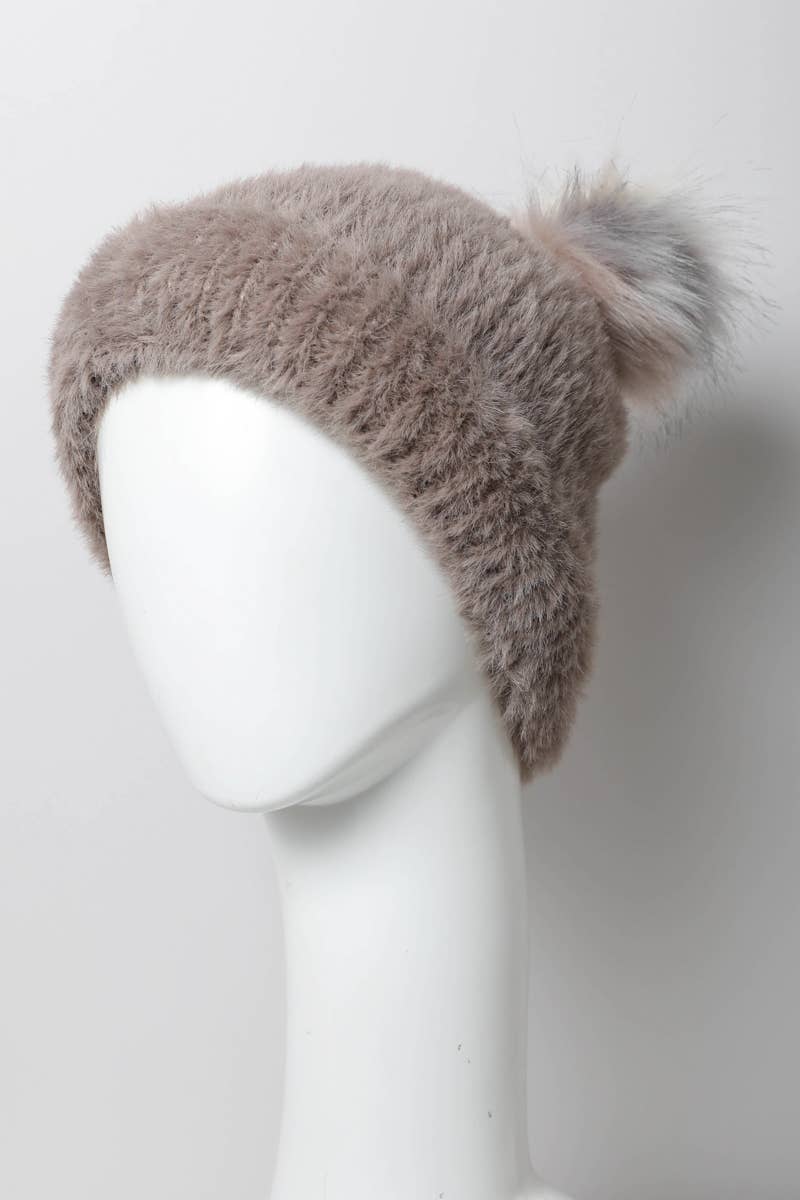 Plush Faux Mohair Knit Beanie