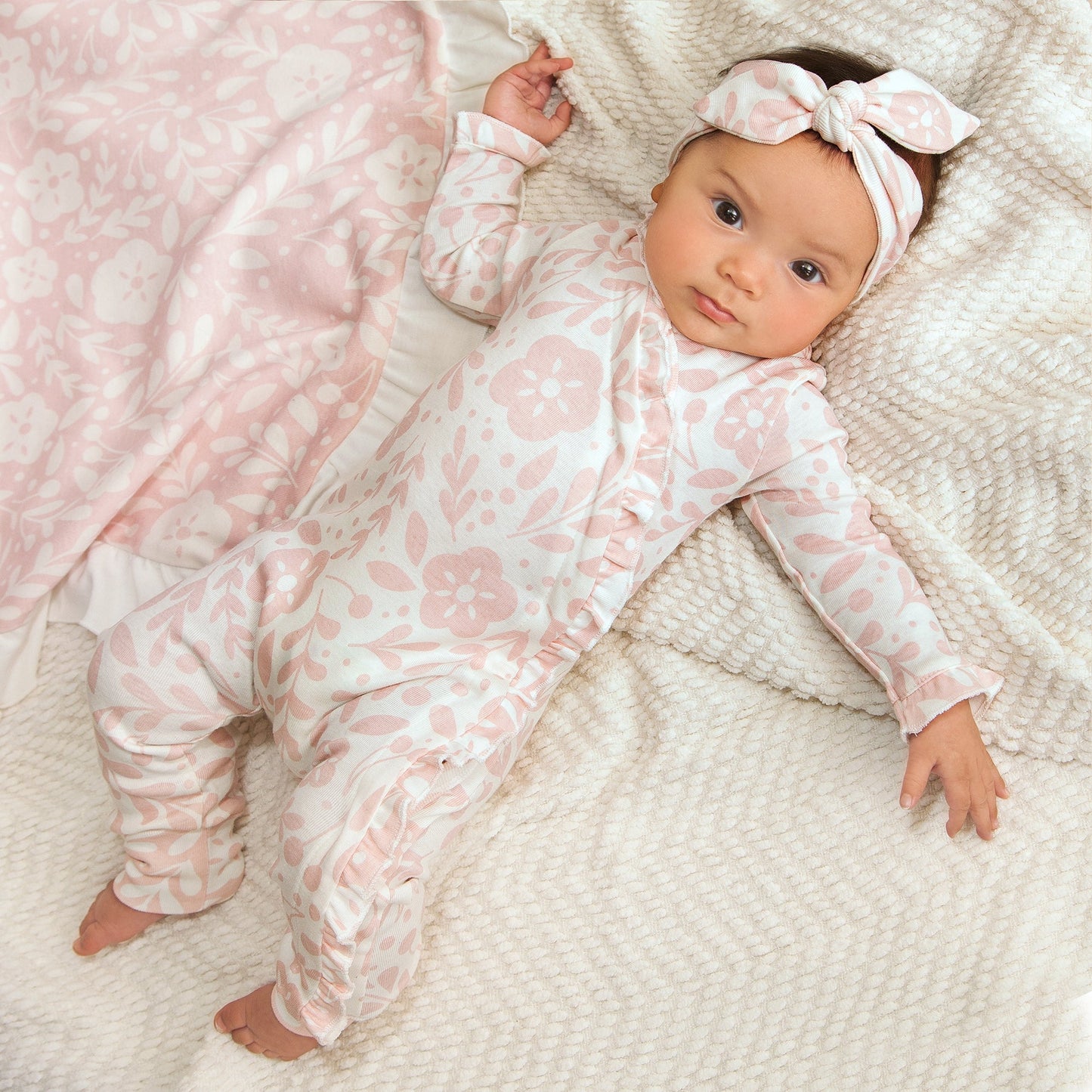 Floral Baby Girl Romper – Soft Cotton Zipper Pink One-Piece