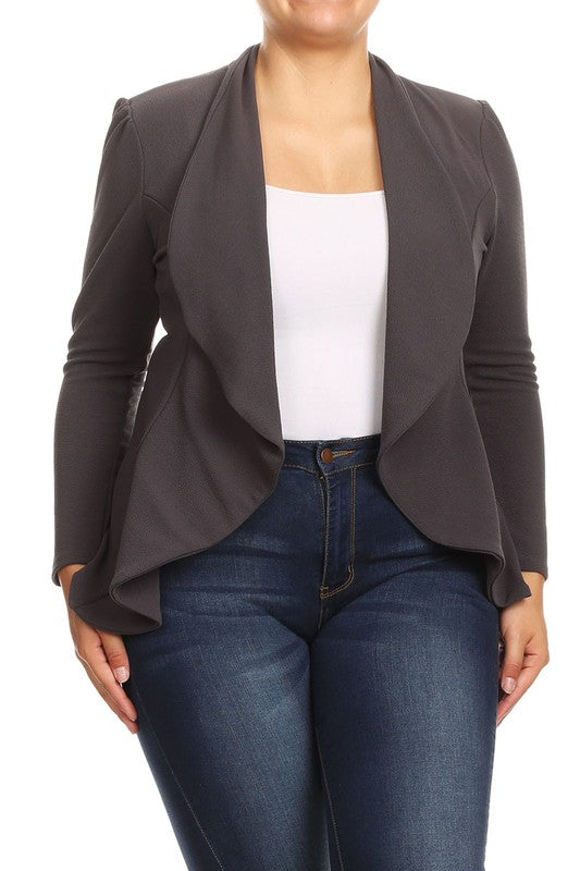 Plus Casual Solid open front jacket blazer (17 colors)