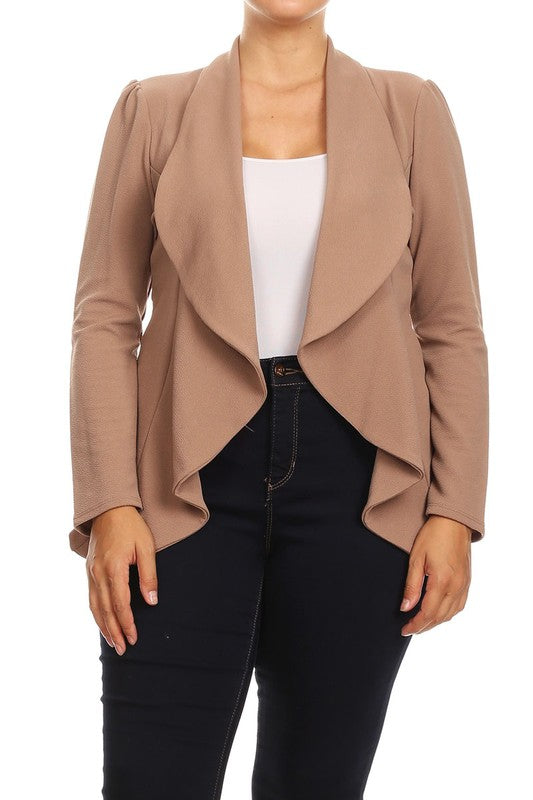 Plus Casual Solid open front jacket blazer (17 colors)