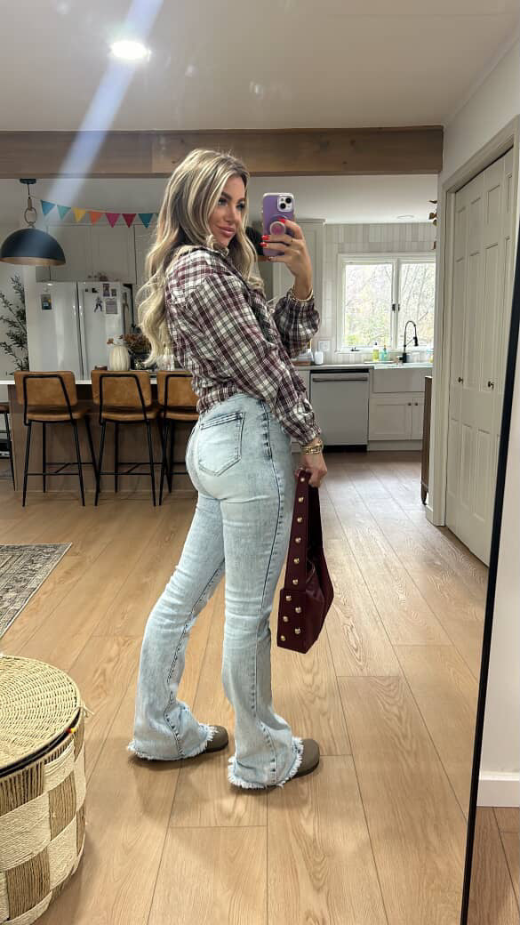 Keep Up Flare Stretchy Acid/Dark Wash Jeans