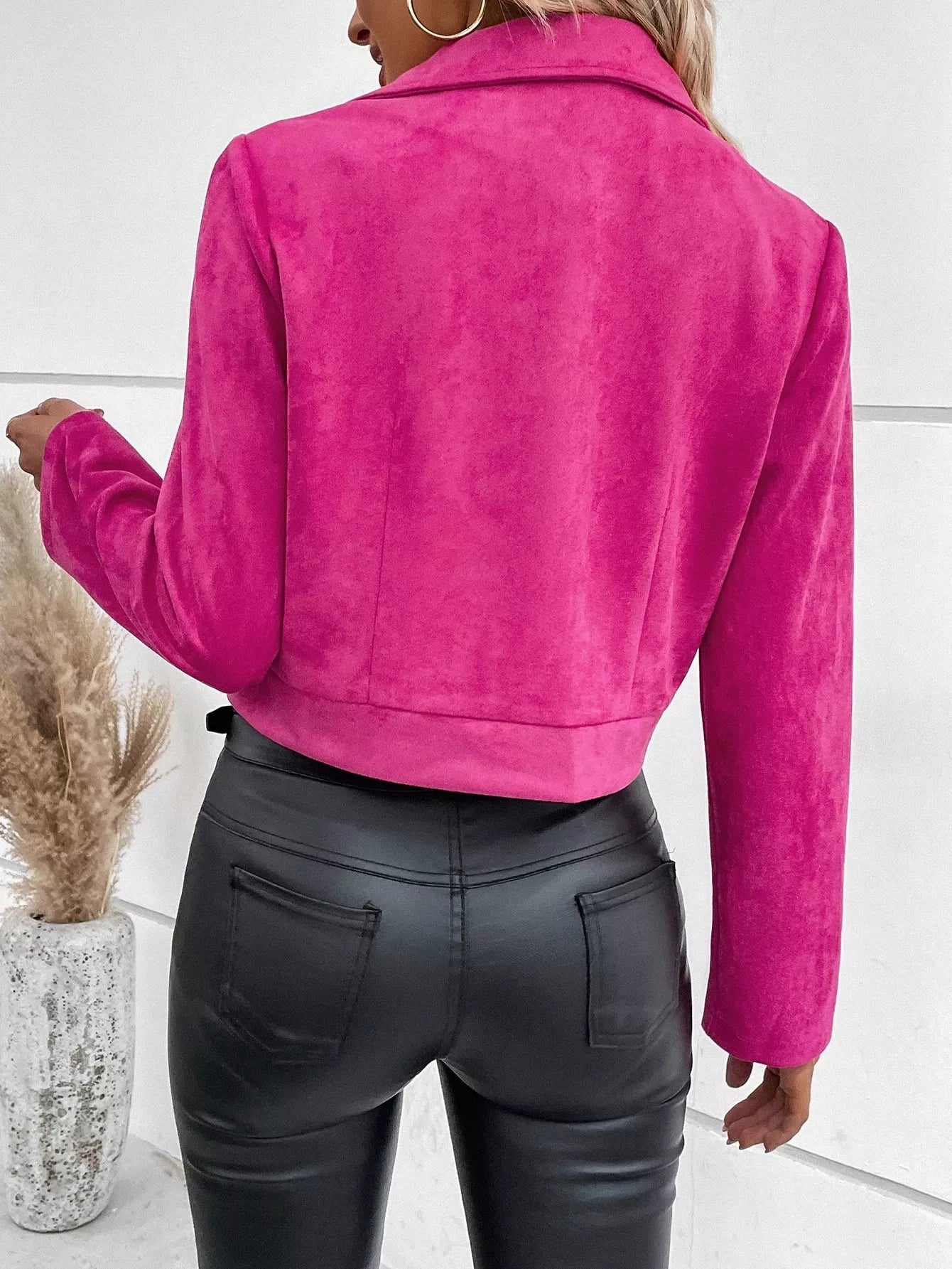 Suede Moto Jacket with Zip Detail (6 Colors)