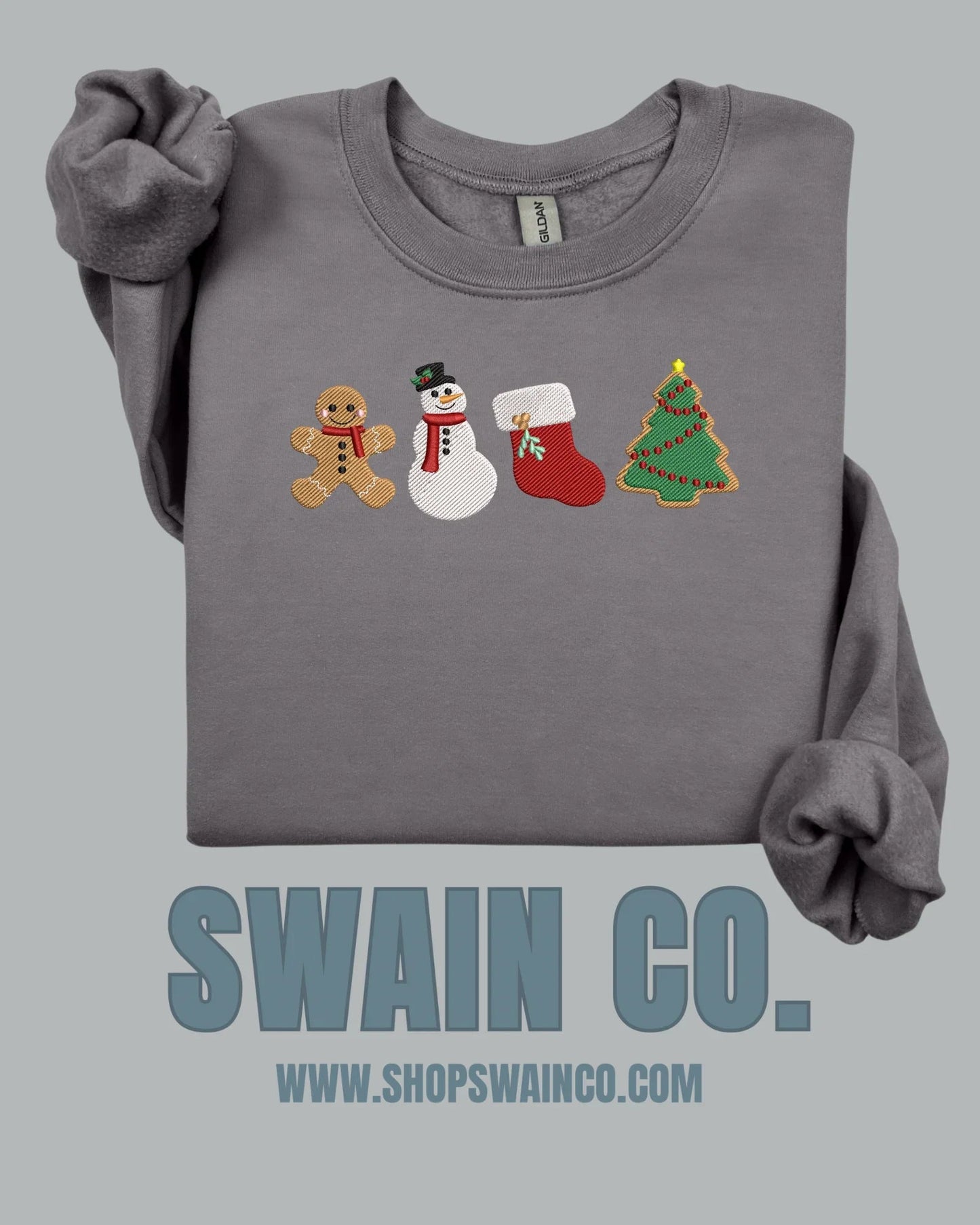 Embroidered Christmas Cookie Crewneck Sweatshirt