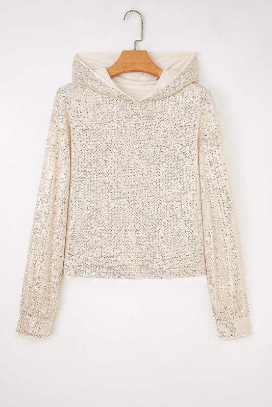 Stella Stream Sequin Hooded Long Sleeve Top
