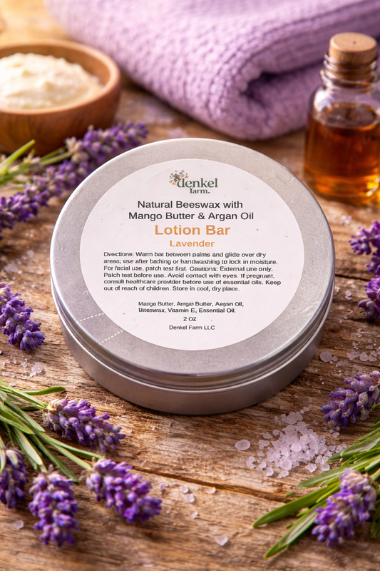 Natural Beeswax with Mango Butter & Argan Oil Lotion Bar with Lavender