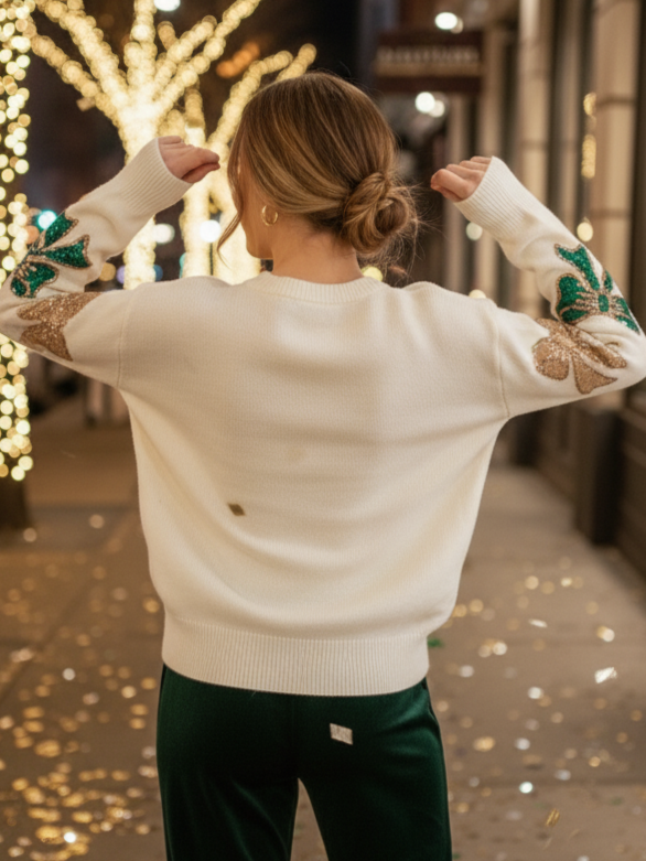 Sequins bow sweater