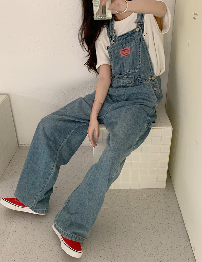 Denim Jumpsuits Wide Leg Overalls