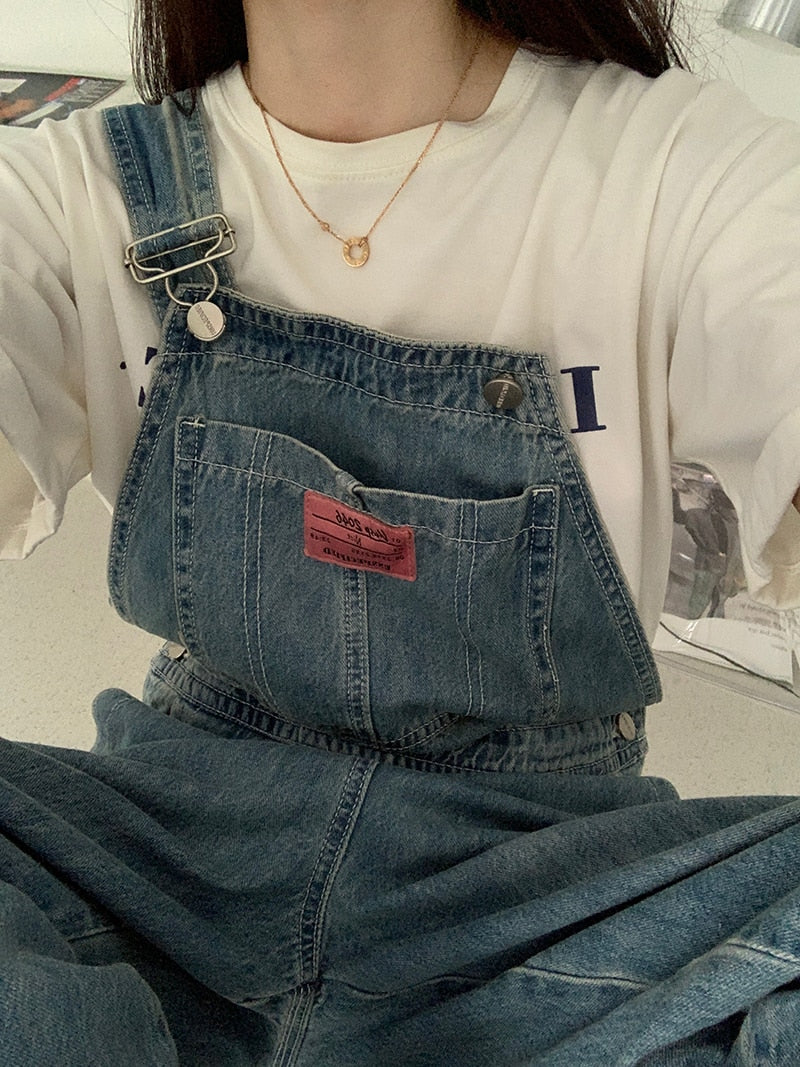 Denim Jumpsuits Wide Leg Overalls