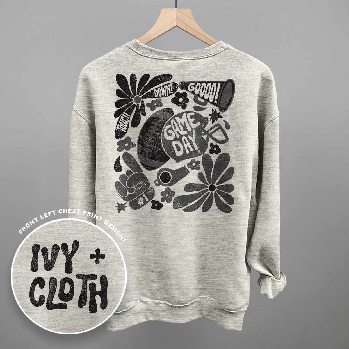 Floral Game Day Black (Back Print)