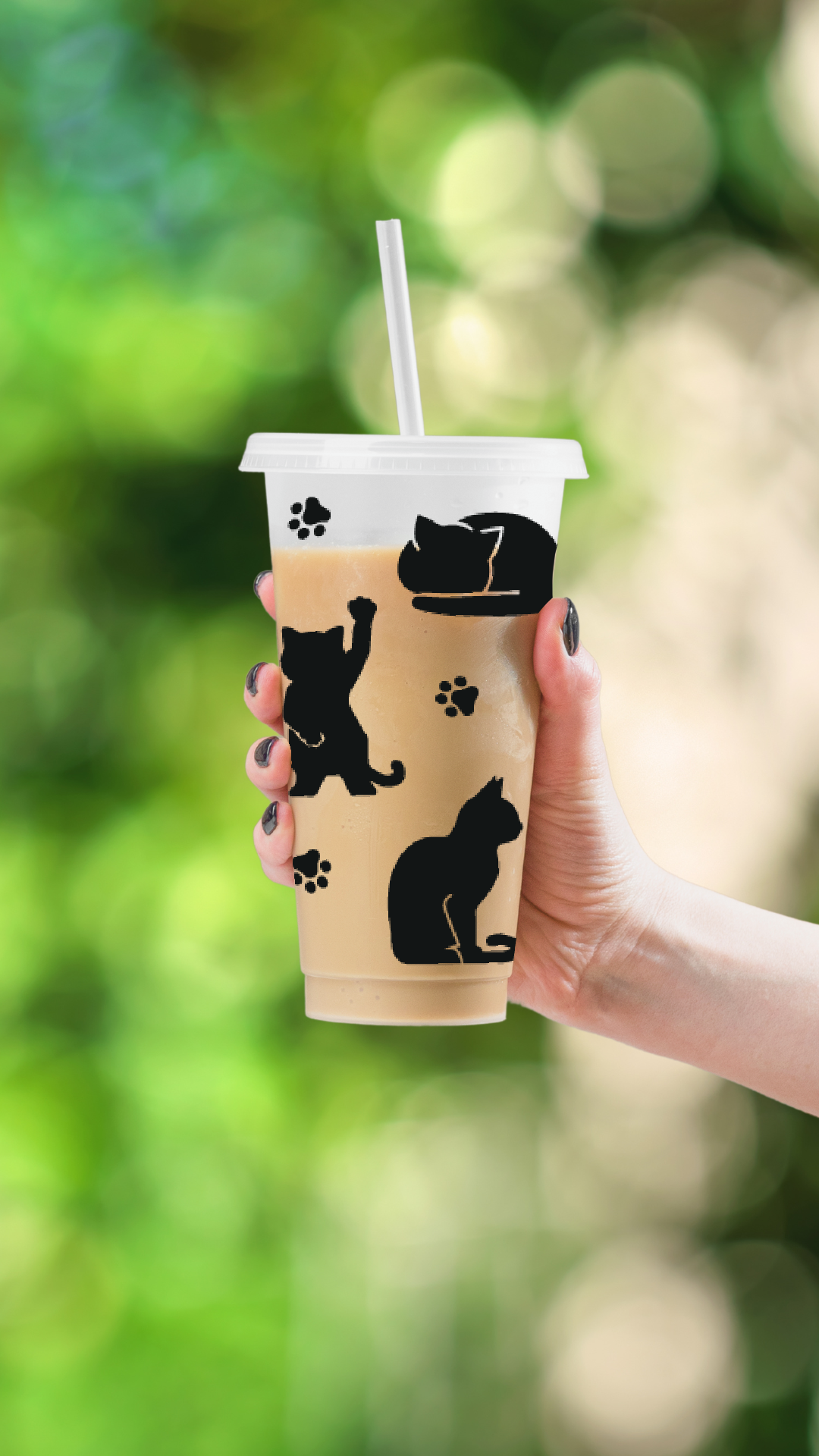 Kitty Cat Cold Cup – 24 oz Reusable Tumbler with Straw Cleaner