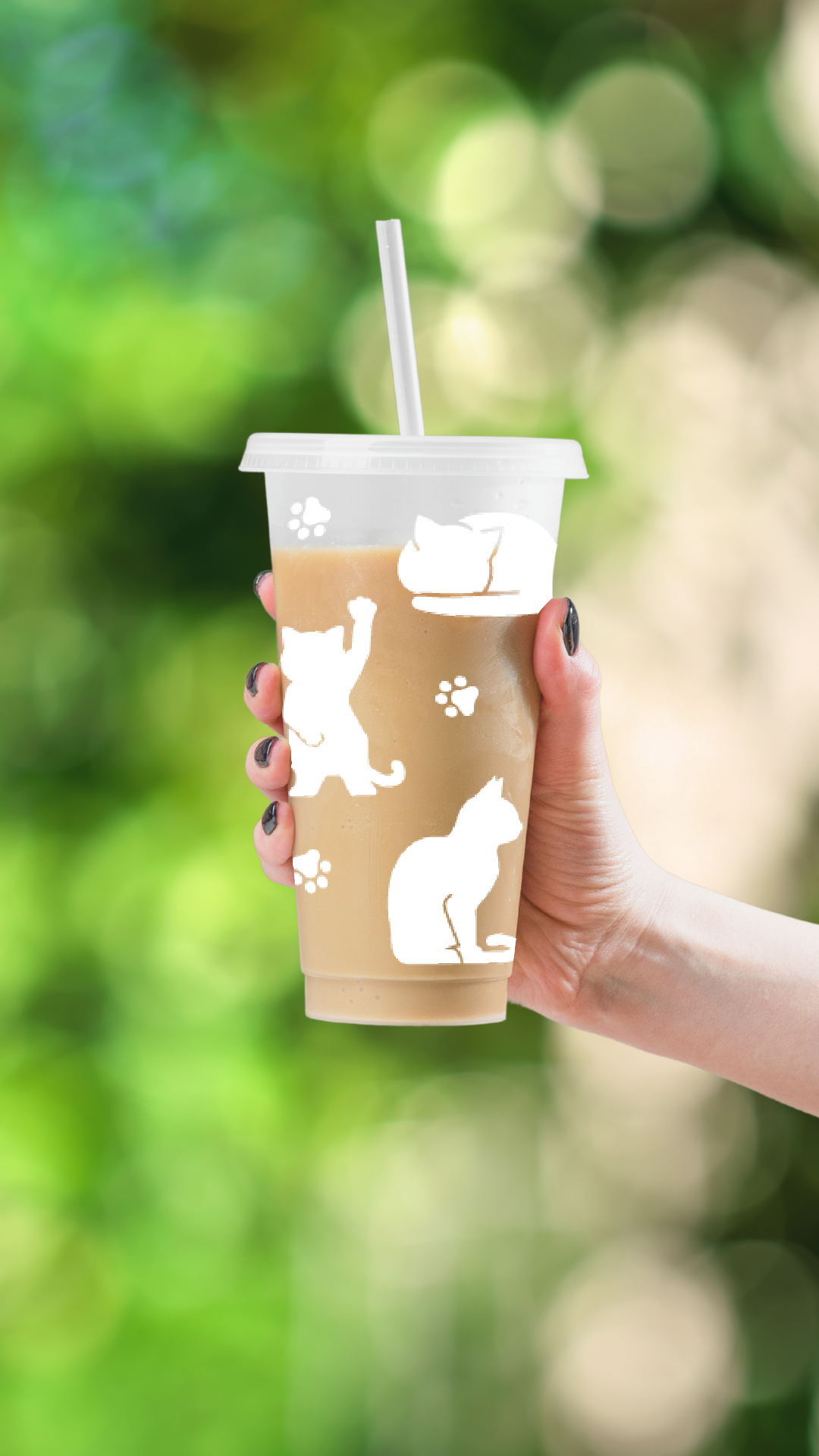 Kitty Cat Cold Cup – 24 oz Reusable Tumbler with Straw Cleaner