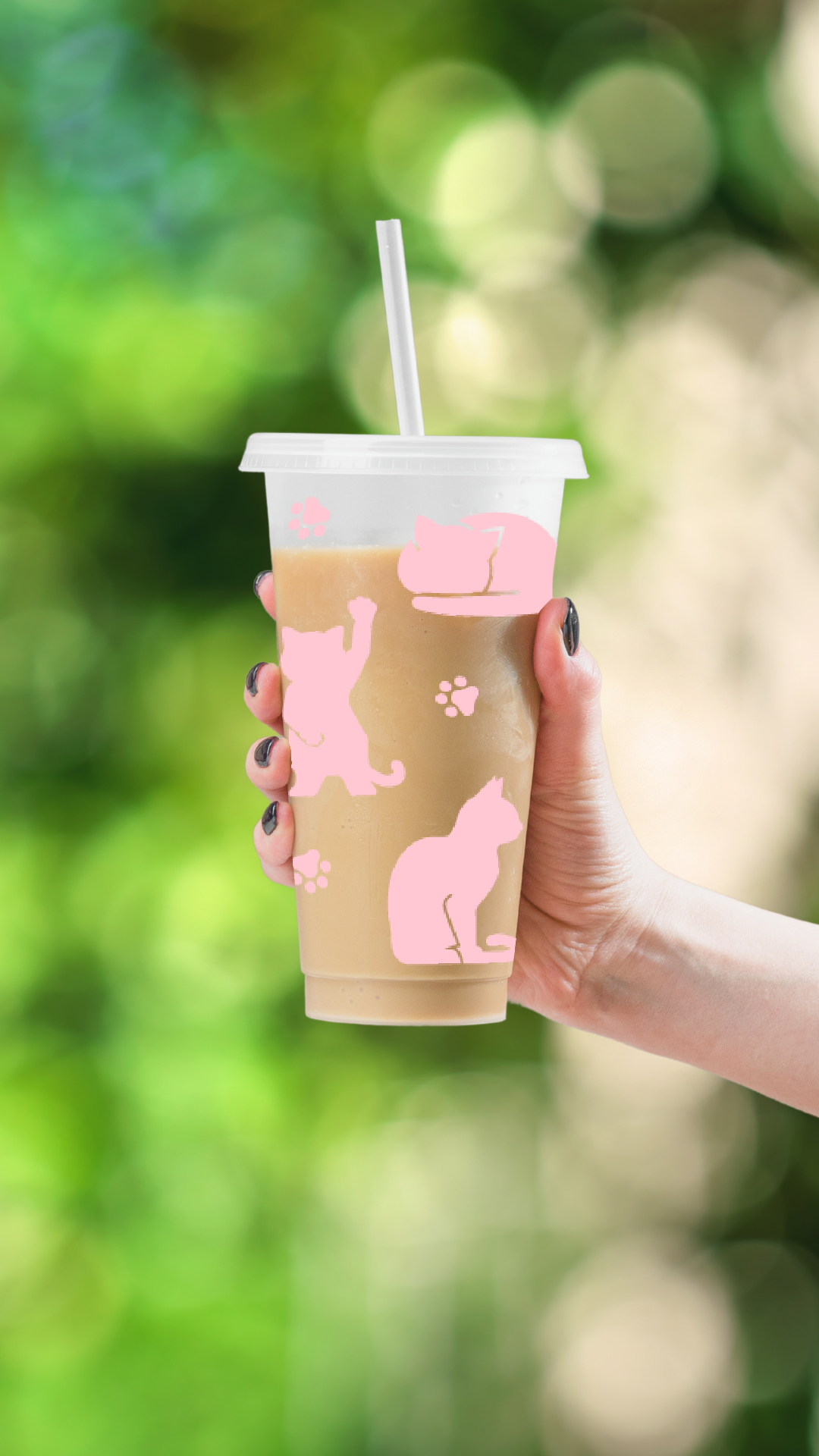 Kitty Cat Cold Cup – 24 oz Reusable Tumbler with Straw Cleaner